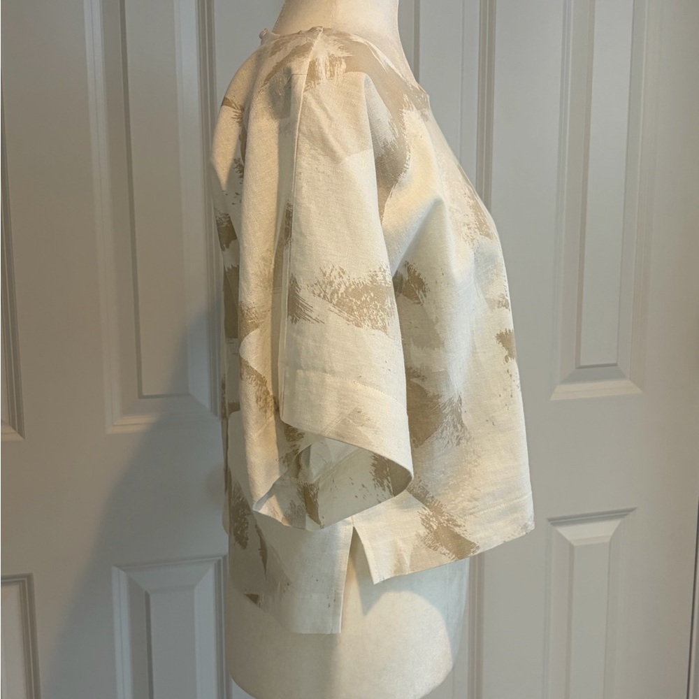 DKNY Top Taupe/Cream Cropped Boxy Top Size S - Picture 3 of 7